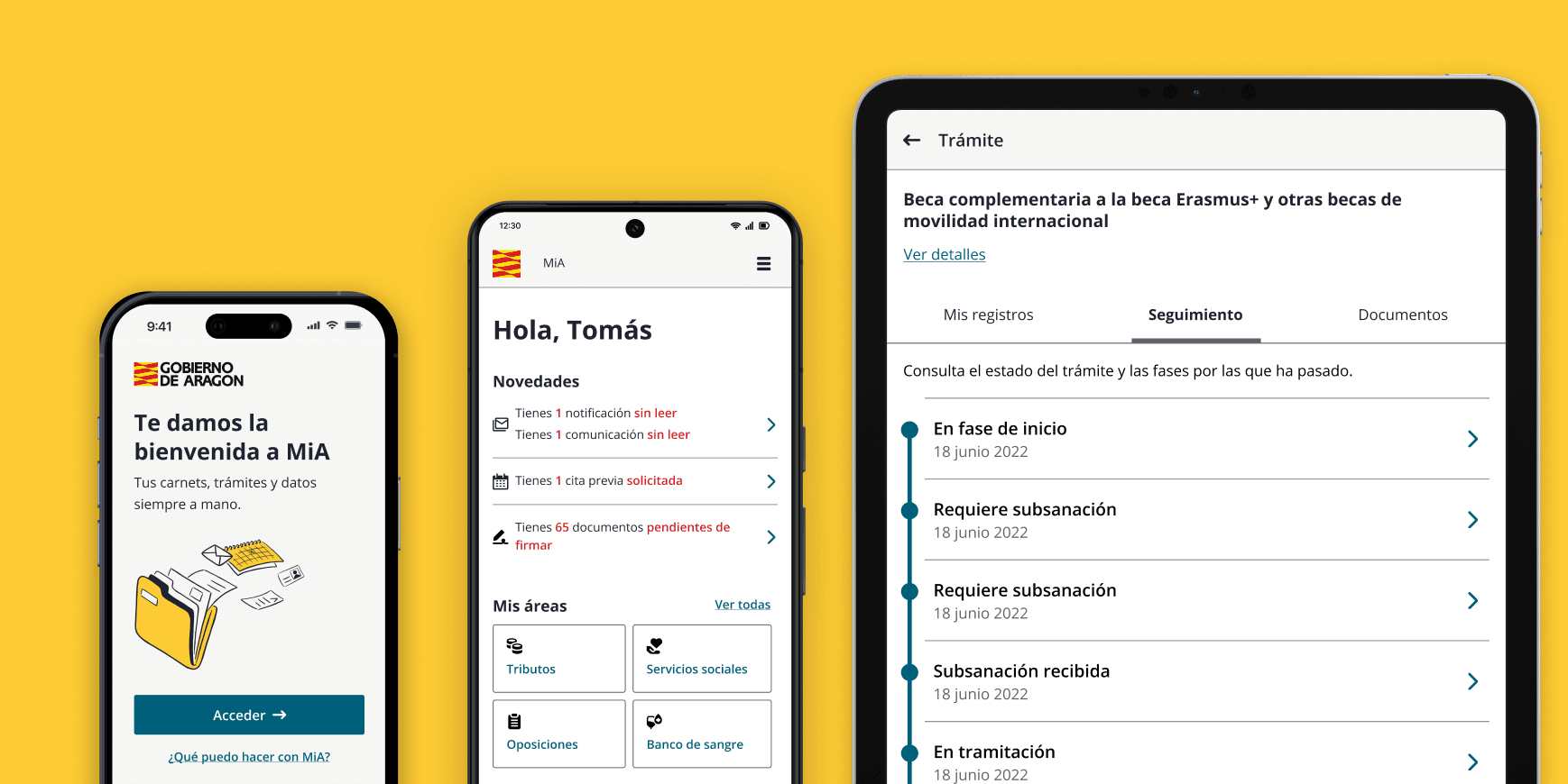 Vista previa de la aplicación móvil MiA para iOs y Android